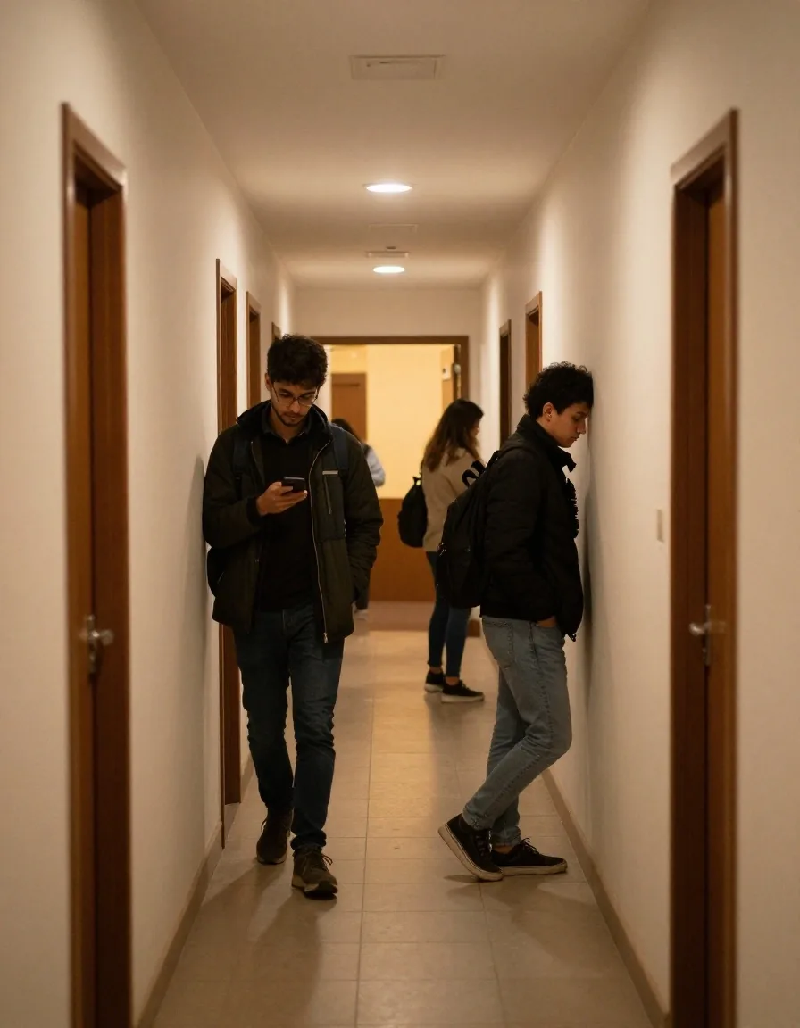Estudiante revisando tareas de administración en el taller